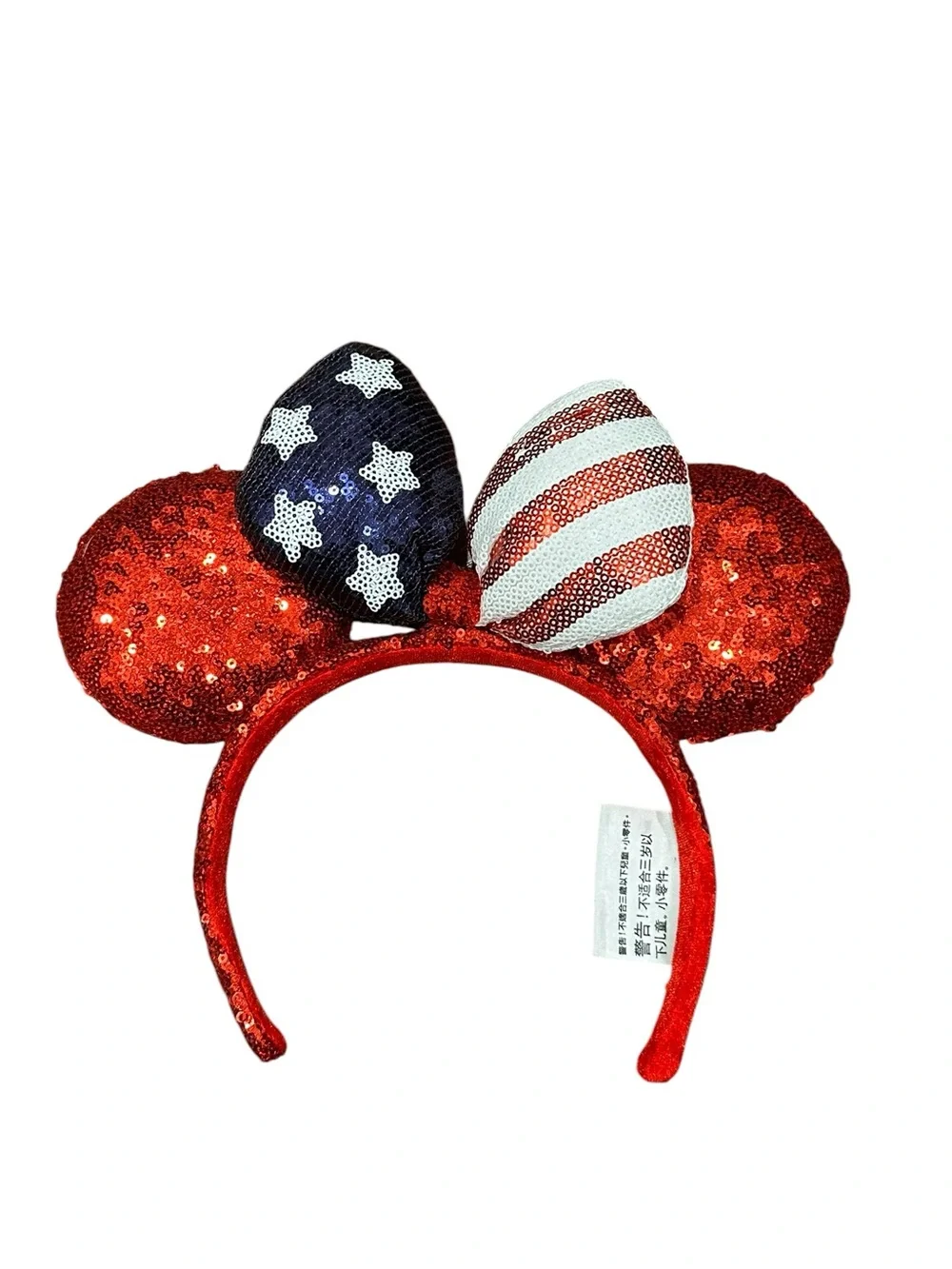 Disney Original Sequin Red Minnie Ears Headband with Patriotic Bow